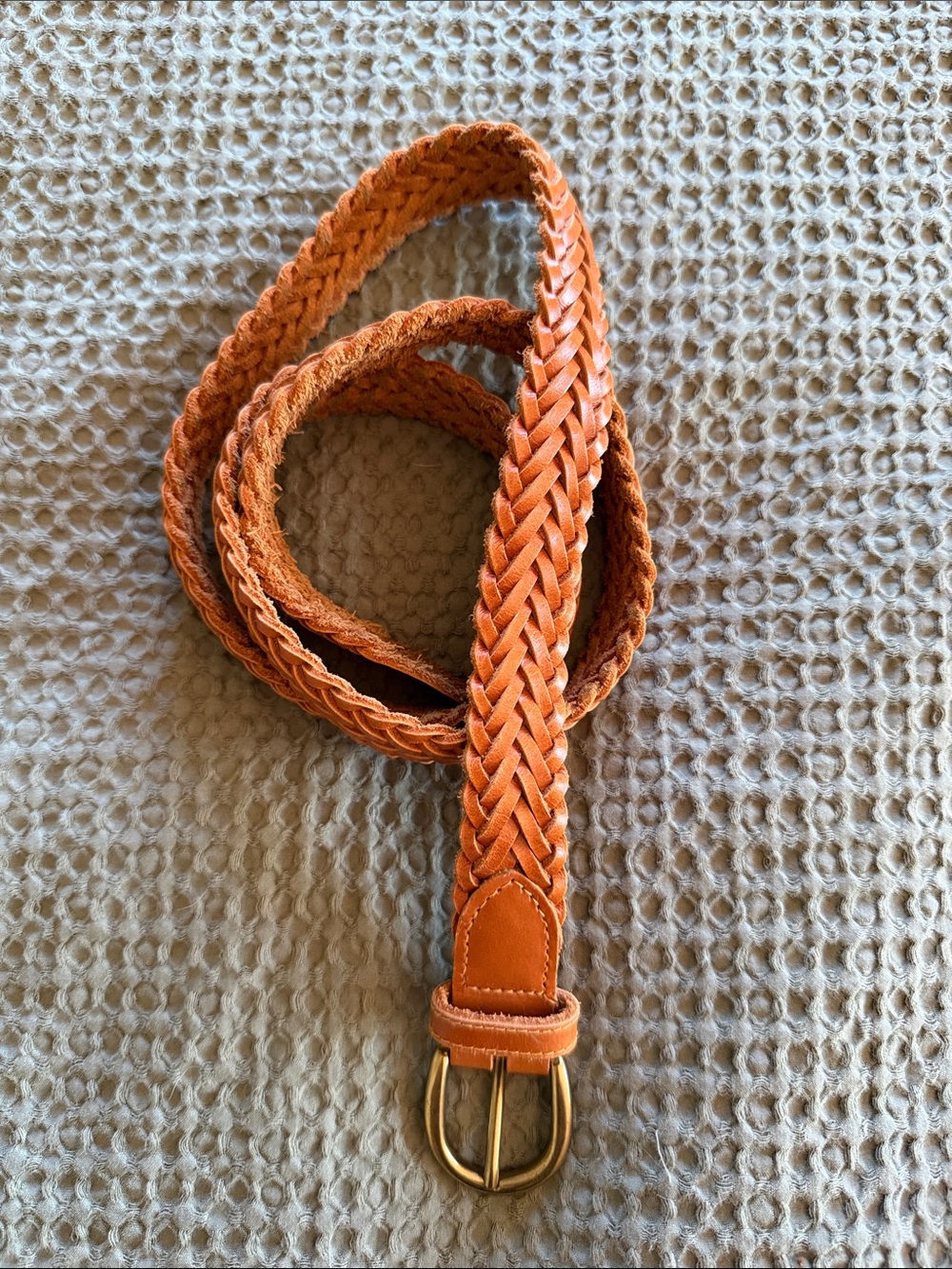 Womens Braided Tan Leather Belt - Classic Casual Style